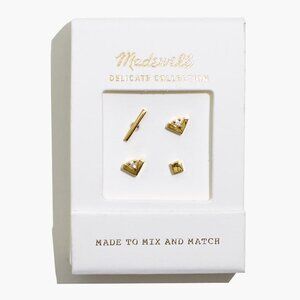 Madewell Delicate Collection Demi-Fine White Sapphire Stud Earring Set